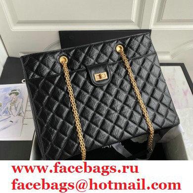 Chanel Crumpled Calfskin Reissue Shopping Tote Bag AS6611 Black 2021 - Click Image to Close