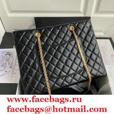 Chanel Crumpled Calfskin Reissue Shopping Tote Bag AS6611 Black 2021 - Click Image to Close