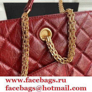 Chanel Crumpled Calfskin Reissue Shopping Tote Bag AS6611 Red 2021
