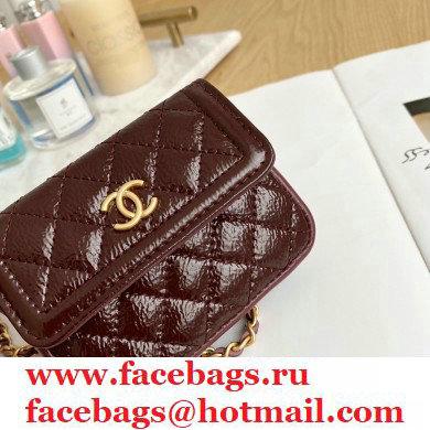 Chanel Crumpled Calfskin Waist Bag Burgundy 2021