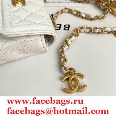 Chanel Crumpled Calfskin Waist Bag White 2021
