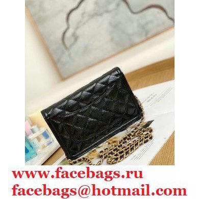 Chanel Crumpled Calfskin Wallet on Chain WOC Bag Black 2021 - Click Image to Close
