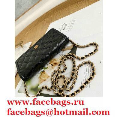 Chanel Crumpled Calfskin Wallet on Chain WOC Bag Black 2021 - Click Image to Close