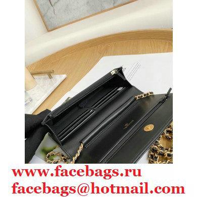 Chanel Crumpled Calfskin Wallet on Chain WOC Bag Black 2021