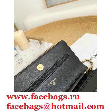 Chanel Crumpled Calfskin Wallet on Chain WOC Bag Black 2021