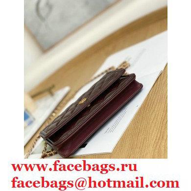 Chanel Crumpled Calfskin Wallet on Chain WOC Bag Burgundy 2021