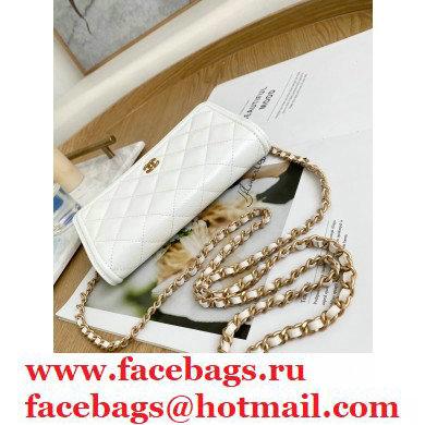 Chanel Crumpled Calfskin Wallet on Chain WOC Bag White 2021
