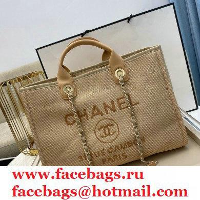 Chanel Deauville Large Shopping Tote Bag A66941 Canvas Beige 2021
