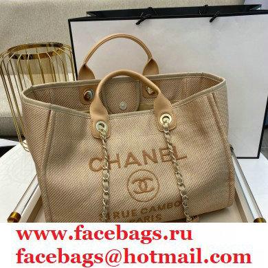 Chanel Deauville Large Shopping Tote Bag A66941 Canvas Beige 2021 - Click Image to Close