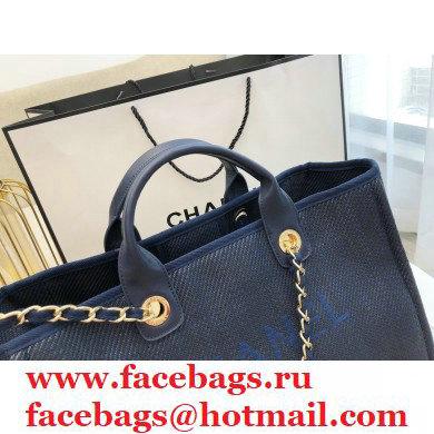 Chanel Deauville Large Shopping Tote Bag A66941 Canvas Dark Blue 2021