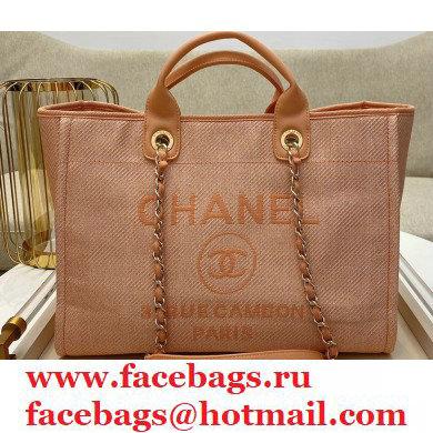 Chanel Deauville Large Shopping Tote Bag A66941 Canvas Pink/Orange 2021