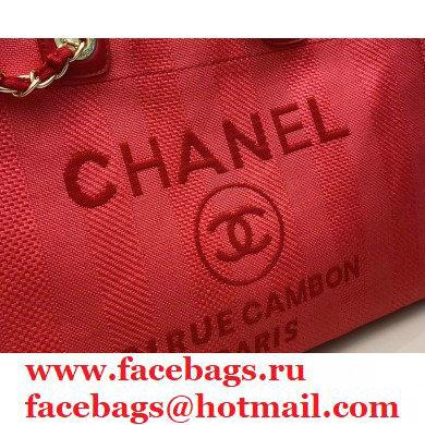 Chanel Deauville Large Shopping Tote Bag A66941 Canvas Striped Red 2021 - Click Image to Close
