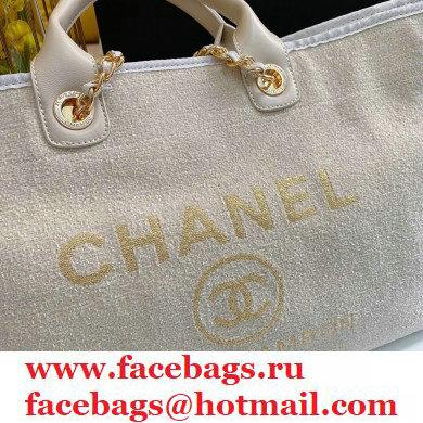 Chanel Deauville Large Shopping Tote Bag A93786 Towel Fabric Beige 2021 - Click Image to Close