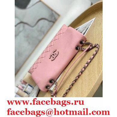Chanel Deer Grained Calfskin Flap Shoulder Bag Pink - Click Image to Close