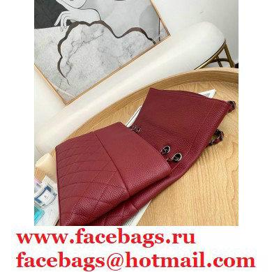 Chanel Deer Grained Calfskin Flap Shoulder Bag Red