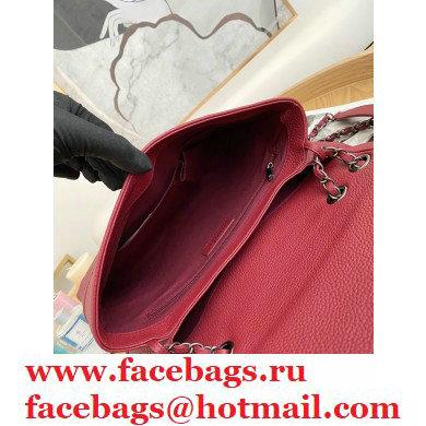 Chanel Deer Grained Calfskin Flap Shoulder Bag Red