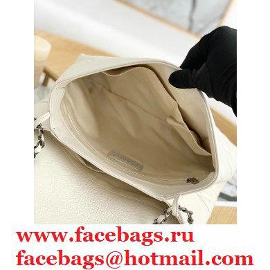 Chanel Deer Grained Calfskin Flap Shoulder Bag White
