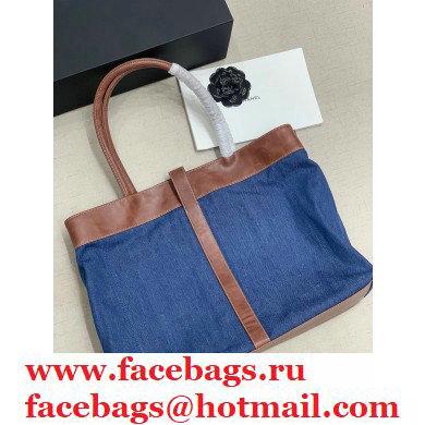 Chanel Denim Blue Tote Bag With Brown Edge 2021
