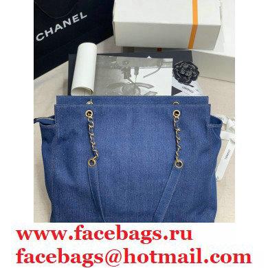 Chanel Denim Blue Vintage CC Logo Shopping Tote Bag 2021 - Click Image to Close