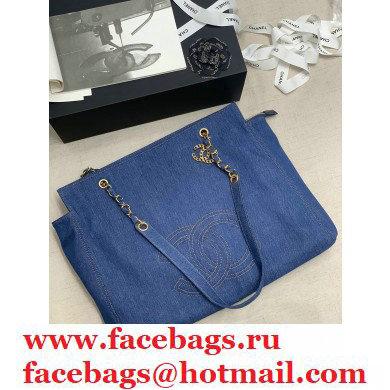 Chanel Denim Blue Vintage CC Logo Shopping Tote Bag 2021