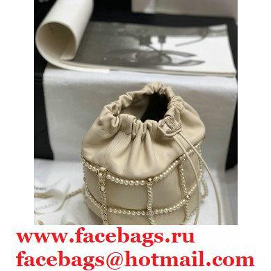 Chanel Drawstring Bucket Small Bag with Pearl Chain AS2314 Beige 2021