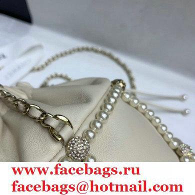Chanel Drawstring Bucket Small Bag with Pearl Chain AS2314 Beige 2021