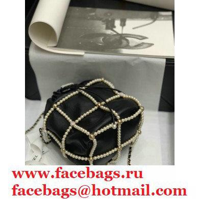 Chanel Drawstring Bucket Small Bag with Pearl Chain AS2314 Black 2021