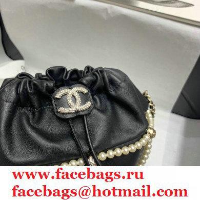 Chanel Drawstring Bucket Small Bag with Pearl Chain AS2314 Black 2021 - Click Image to Close