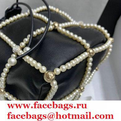 Chanel Drawstring Bucket Small Bag with Pearl Chain AS2314 Black 2021 - Click Image to Close