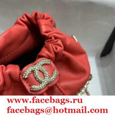 Chanel Drawstring Bucket Small Bag with Pearl Chain AS2314 Red 2021 - Click Image to Close