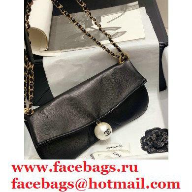 Chanel Fold-top Pearl Shoulder Bag Black 2021 - Click Image to Close