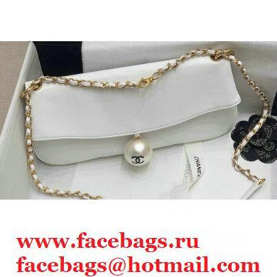 Chanel Fold-top Pearl Shoulder Bag White 2021 - Click Image to Close