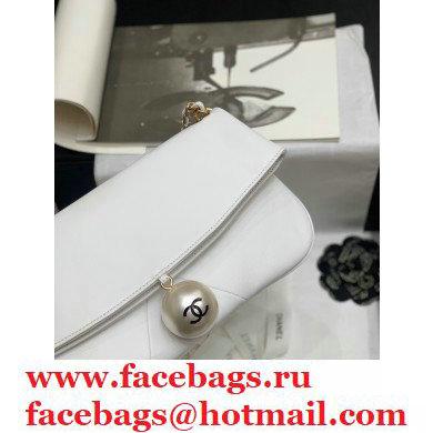 Chanel Fold-top Pearl Shoulder Bag White 2021
