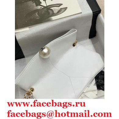 Chanel Fold-top Pearl Shoulder Bag White 2021