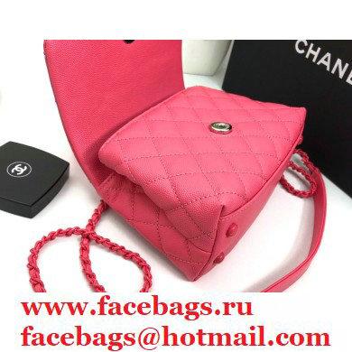 Chanel Grained Calfskin Coco Handle Mini Flap Bag Dark Pink with Top Handle AS2215 Lacquered Metal Hardware 2021