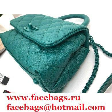 Chanel Grained Calfskin Coco Handle Mini Flap Bag Green with Top Handle AS2215 Lacquered Metal Hardware 2021
