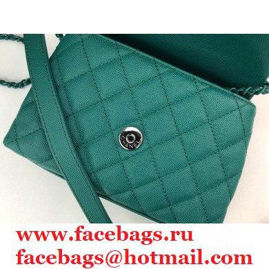 Chanel Grained Calfskin Coco Handle Mini Flap Bag Green with Top Handle AS2215 Lacquered Metal Hardware 2021