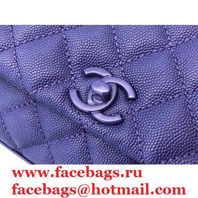 Chanel Grained Calfskin Coco Handle Mini Flap Bag Purple with Top Handle AS2215 Lacquered Metal Hardware 2021 - Click Image to Close