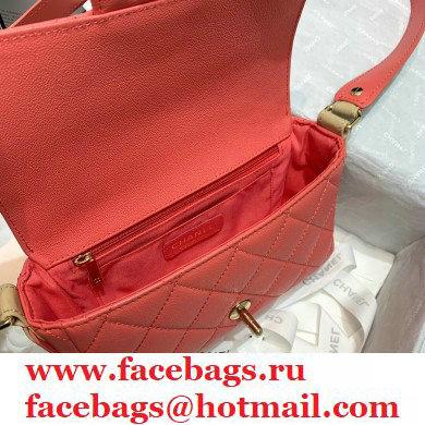 Chanel Grained Calfskin Flap Bag AS2273 Coral Pink 2021