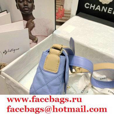 Chanel Grained Calfskin Flap Bag AS2273 Sky Blue 2021