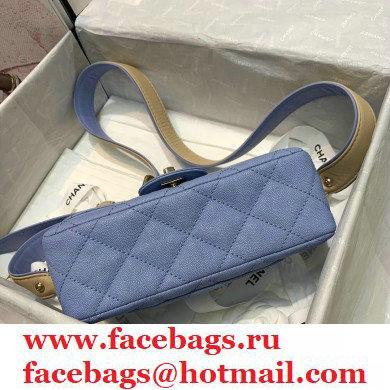 Chanel Grained Calfskin Flap Bag AS2273 Sky Blue 2021