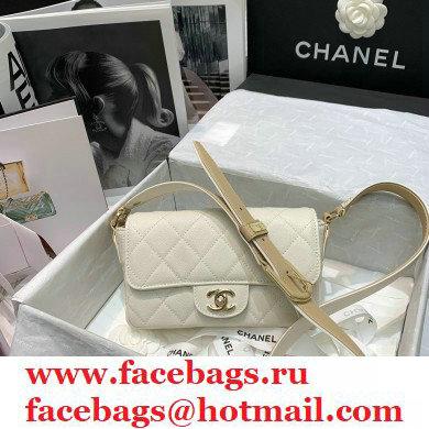 Chanel Grained Calfskin Flap Bag AS2273 White 2021 - Click Image to Close