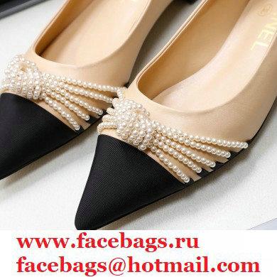 Chanel Heel 2cm Pearl Bow Grosgrain Ballerinas Beige 2021