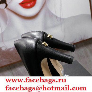 Chanel Heel 7.5cm Pearl Bow Grosgrain Pumps G36391 Black 2021