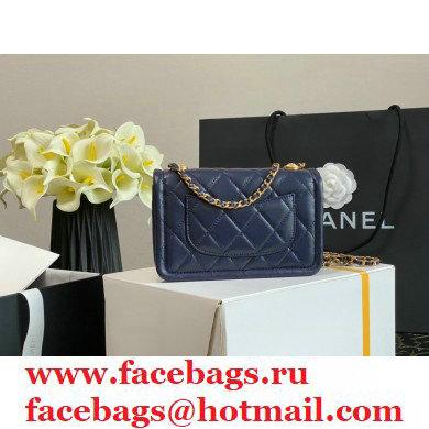 Chanel Lambskin CC Coin Wallet on Chain WOC Bag Navy Blue 2021