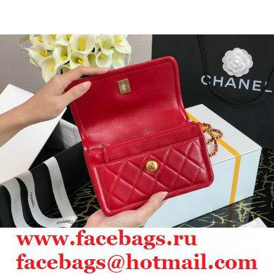 Chanel Lambskin CC Coin Wallet on Chain WOC Bag Red 2021