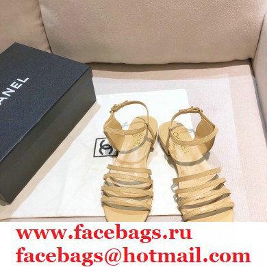 Chanel Lambskin CC Logo Sandals G36958 Beige 2021 - Click Image to Close