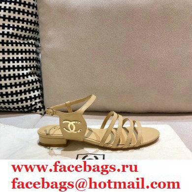 Chanel Lambskin CC Logo Sandals G36958 Beige 2021
