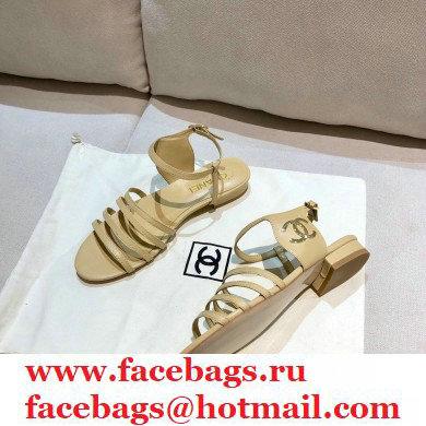 Chanel Lambskin CC Logo Sandals G36958 Beige 2021 - Click Image to Close
