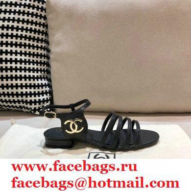 Chanel Lambskin CC Logo Sandals G36958 Black 2021 - Click Image to Close